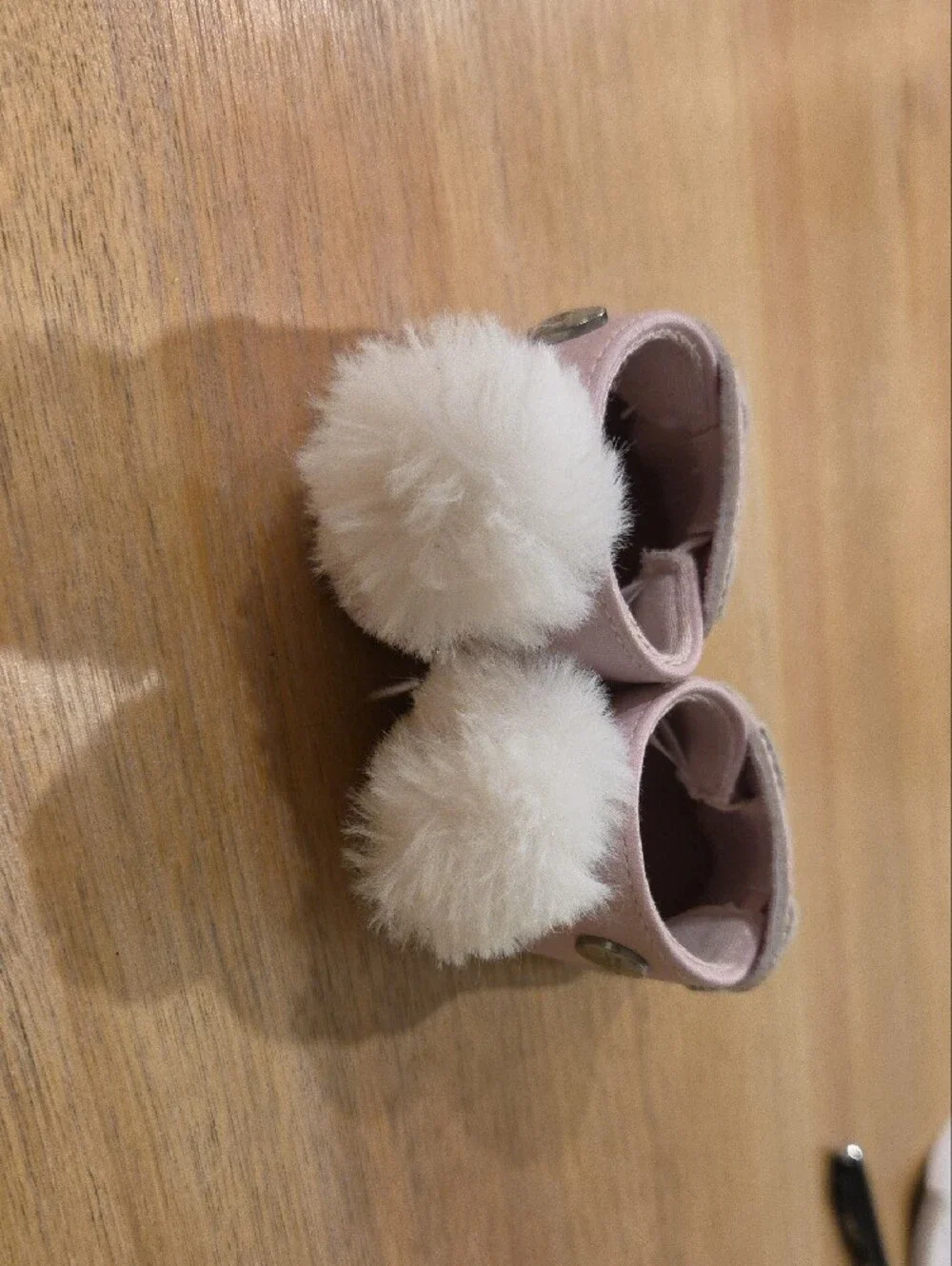 Nicole Miller Baby Shoes Pink Bunny Pom Moccasins